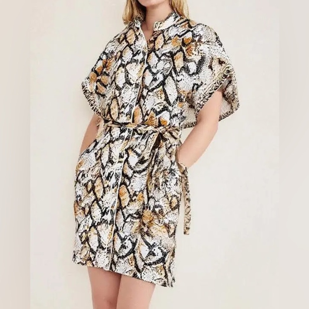 NEW CAbi Snake Print Mini Dress - Black, White, Tan 2025 #6759